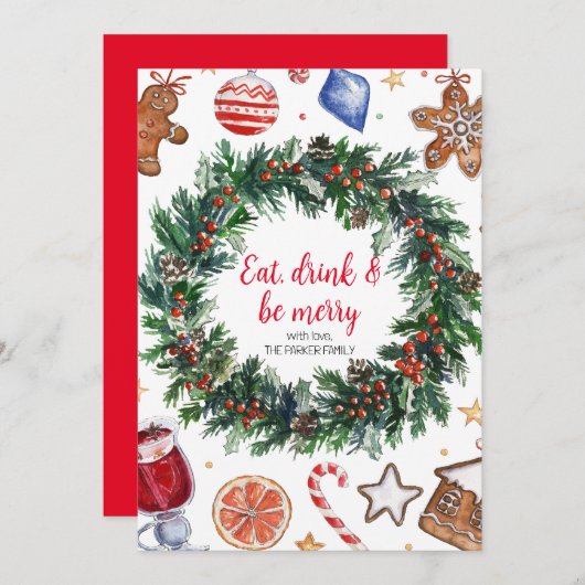Eet, Drink en wees vrolijk kerstvakantie Kaart (Voorkant / Achterkant)