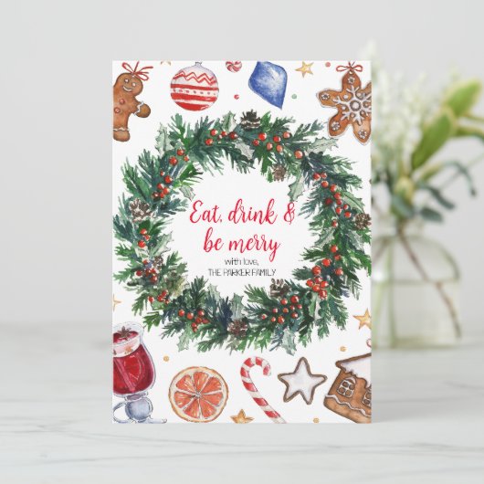 Eet, Drink en wees vrolijk kerstvakantie Kaart (Staand voorkant)