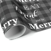 Eet Drink en wees vrolijk klassiek grijs zwart pla Cadeaupapier (Rol Hoek)