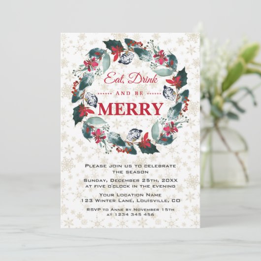 Eet Drink en wees vrolijk krans truck kerst Kaart (Staand voorkant)