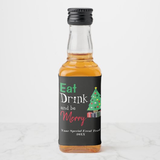Eet, drink en wees vrolijk likeurfles etiket (Voorkant)