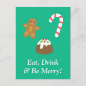 Eet Drink en wees vrolijk met kerst goodies Feestdagenkaart (Voorkant)