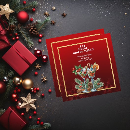 Eet DRINK en wees vrolijk met kerst Kaart