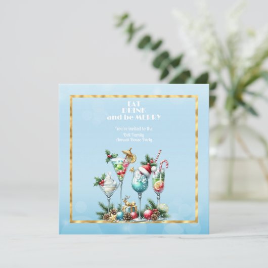 Eet DRINK en wees vrolijk met kerst Kaart (Staand voorkant)