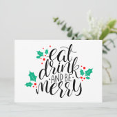 Eet, drink en wees vrolijk ontwerp kaart (Staand voorkant)