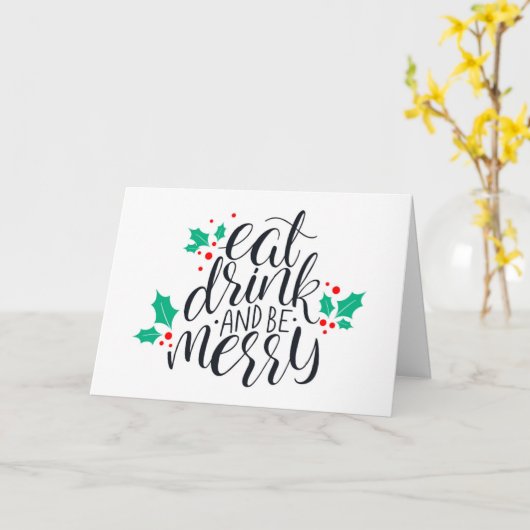 Eet, drink en wees vrolijk ontwerp kaart (Gele Bloem)