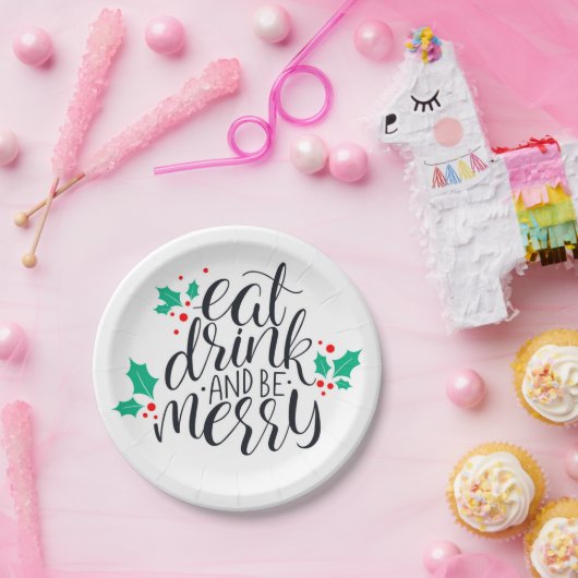 Eet Drink en wees vrolijk ontwerp Papieren Bordje (Feest)