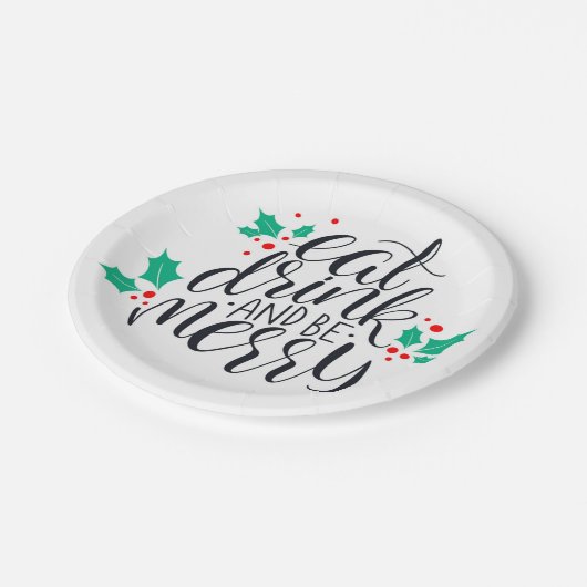 Eet Drink en wees vrolijk ontwerp Papieren Bordje (Gekanteld)