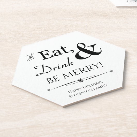 Eet Drink en wees vrolijk retro mideeuwse kerst Kartonnen Onderzetters (Schuin)