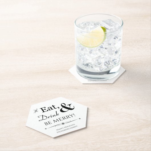 Eet Drink en wees vrolijk retro mideeuwse kerst Kartonnen Onderzetters (Insitu)