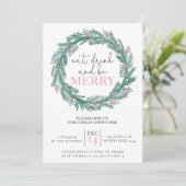 Eet, Drink en wees vrolijk roze kerstkrans Kaart (Staand voorkant)