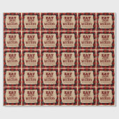 Eet, drink en wees vrolijk Rustic rood geruit Kers Cadeaupapier (Vlak)