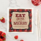 Eet, drink en wees vrolijk Rustic rood geruit Kers Servet (Insitu)