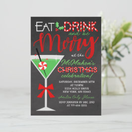 Eet, Drink en wees vrolijk schoolbord kerstfeest Kaart