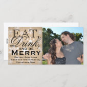 Eet, drink en wees vrolijk Sneeuwvlok Kerstfeest Feestdagenkaart (Voorkant / Achterkant)