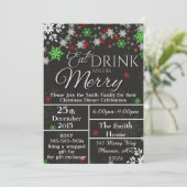 Eet Drink en wees vrolijk sneeuwvlok kerstvakantie Kaart (Staand voorkant)
