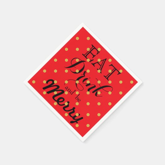 Eet, drink en wees vrolijk | stippenpatroon servetten (Hoek)