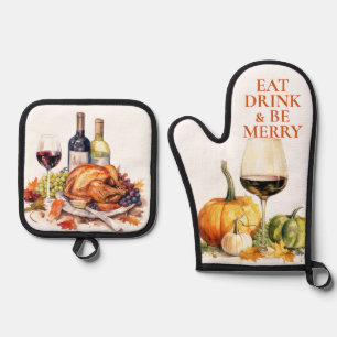 EET DRINK EN WEES VROLIJK THANKSGIVING OVENWANT & PANNENLAP SET