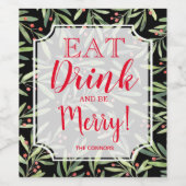 Eet, Drink en Wees Vrolijk Vakantie Wijn Etiket (Enkel label)