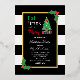 Eet Drink en wees vrolijk verjaardagsfeestje Folie Uitnodiging