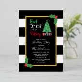 Eet Drink en wees vrolijk verjaardagsfeestje Folie Uitnodiging (Staand Voorkant)