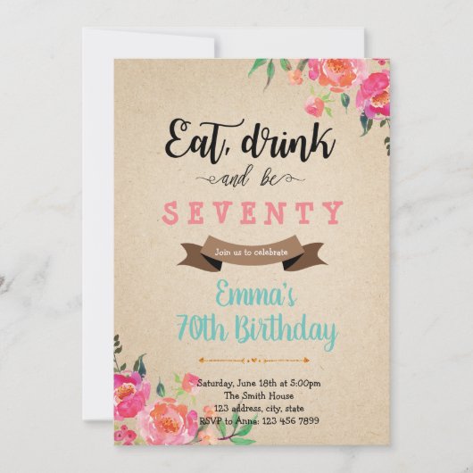 Eet drink en wees vrolijk volwassen verjaardagskaa kaart (Voorkant)