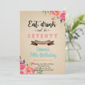 Eet drink en wees vrolijk volwassen verjaardagskaa kaart (Staand voorkant)