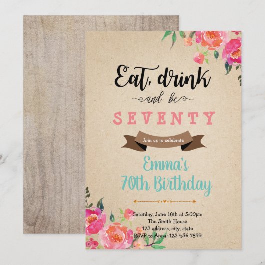 Eet drink en wees vrolijk volwassen verjaardagskaa kaart (Voorkant / Achterkant)