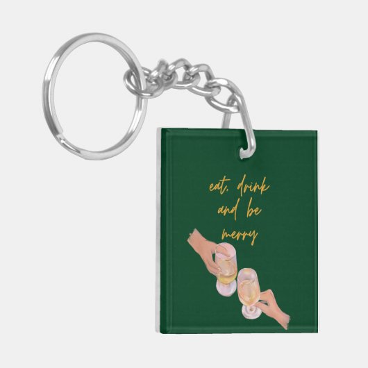 Eet, Drink en wees Vrolijk, Vrolijk, Kerstmis, Ret Sleutelhanger (Voorkant Links)
