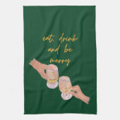 Eet, Drink en wees Vrolijk, Vrolijk, Kerstmis, Ret Theedoek (Verticaal)