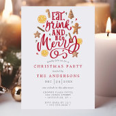 Eet Drink en wees vrolijk Waterverf kerstfeest Kaart