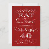 Eet, drink en word fantastisch 40 Verjaardagsfeest Kaart (Voorkant)