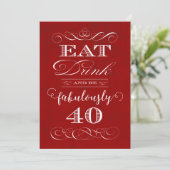 Eet, drink en word fantastisch 40 Verjaardagsfeest Kaart (Staand voorkant)