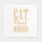 Eet, Drink en word Getrouwd Bruiloft Folie Servetten (Voorkant)