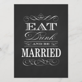  Eet Drink en word getrouwd krijtbord Kaart
