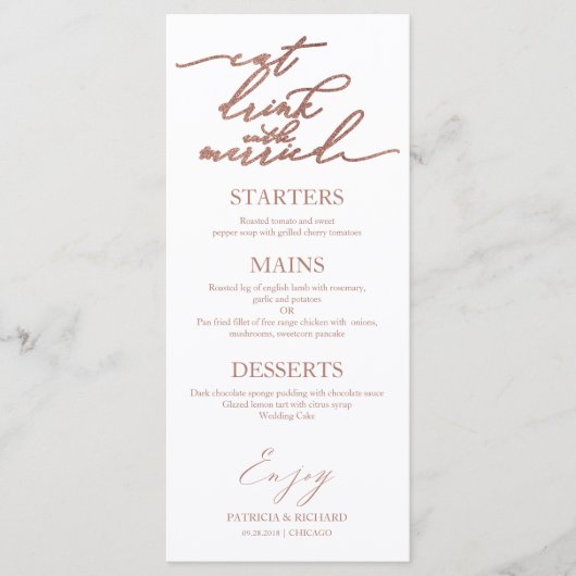Eet Drink en word getrouwd Menu voor Bord (Voorkant)