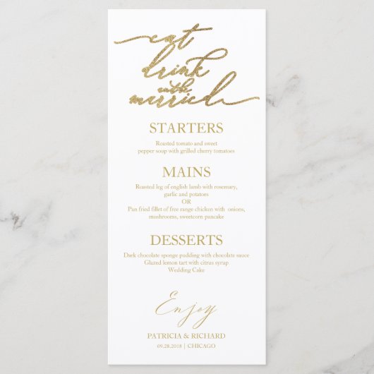Eet Drink en word getrouwd Menu voor Bord (Voorkant)