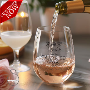 Eet Drink en word getrouwd Typografie Wijnglas Zonder Voet