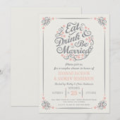Eet, drink en word getrouwd Uitnodiging voor koppe (Voorkant / Achterkant)