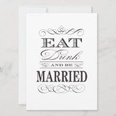 Eet Drink en word getrouwd Zwart en Wit Kaart (Voorkant)