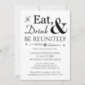 Eet Drink en word herenigd Retro Class Reunion Kaart (Voorkant)