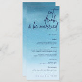 Eet, Drink en word huwelijksblauwe Waterverf bruil Menu (Voorkant / Achterkant)