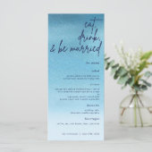 Eet, Drink en word huwelijksblauwe Waterverf bruil Menu (Staand voorkant)