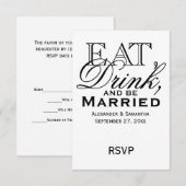 Eet, Drink en word huwelijkshuwelijk RSVP Kaartje (Voorkant / Achterkant)