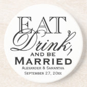 Eet, Drink en word huwelijkshuwelijk Zandsteen Onderzetter (Voorkant)