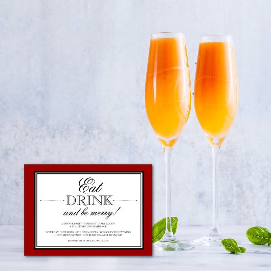 Eet, Drink en word Merry Dinner Party Uitnodiging