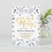 Eet, Drink en word met Kerstmis uitgenodigd Kaart (Staand voorkant)