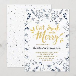 Eet, Drink en word met Kerstmis uitgenodigd Kaart