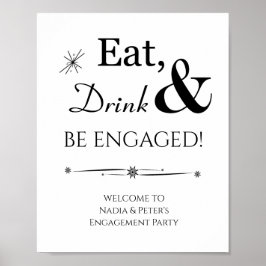 Eet, drink en word verliefd Retro welkomstbord Poster