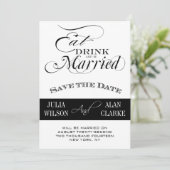 Eet, Drink en worden gehuwd Sla de datumkaarten op Save The Date (Staand voorkant)